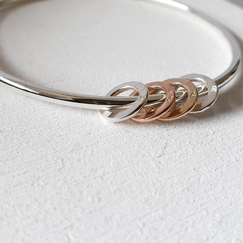 Miram Bangle - Sterling Silver With Personalised Halos