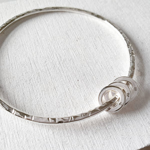 Miram Textured Bangle - Sterling Silver With Personalised Halos