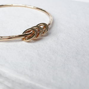 Miram Textured Bangle - 9ct Gold With Personalised Halos