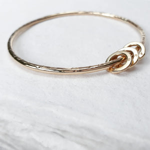 Miram Textured Bangle - 9ct Gold With Personalised Halos