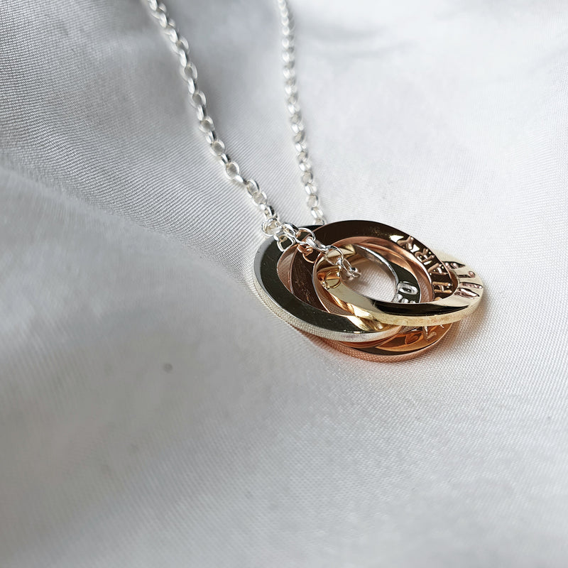 The Sarin Necklace- Mixed Metal Interlocked halos