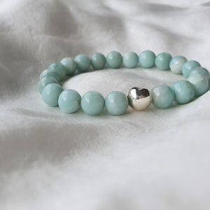 Gemstone bracelets with sterling silver bead